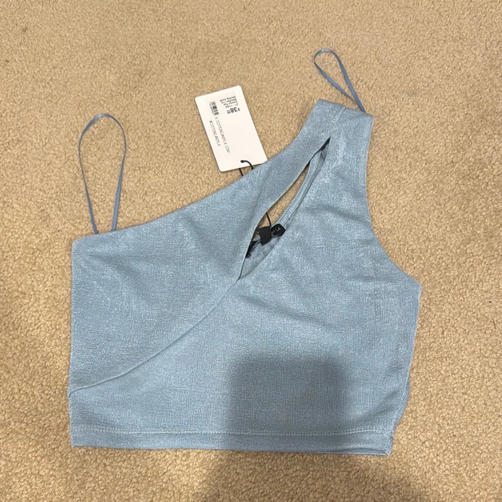 Cotton Candy Blue Asymmetrical Sleeveless Tank Top